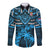 Custom Fiji Rugby Long Sleeve Button Shirt Go Fijian Tapa Arty with World Cup Vibe LT9 Unisex Blue - Polynesian Pride