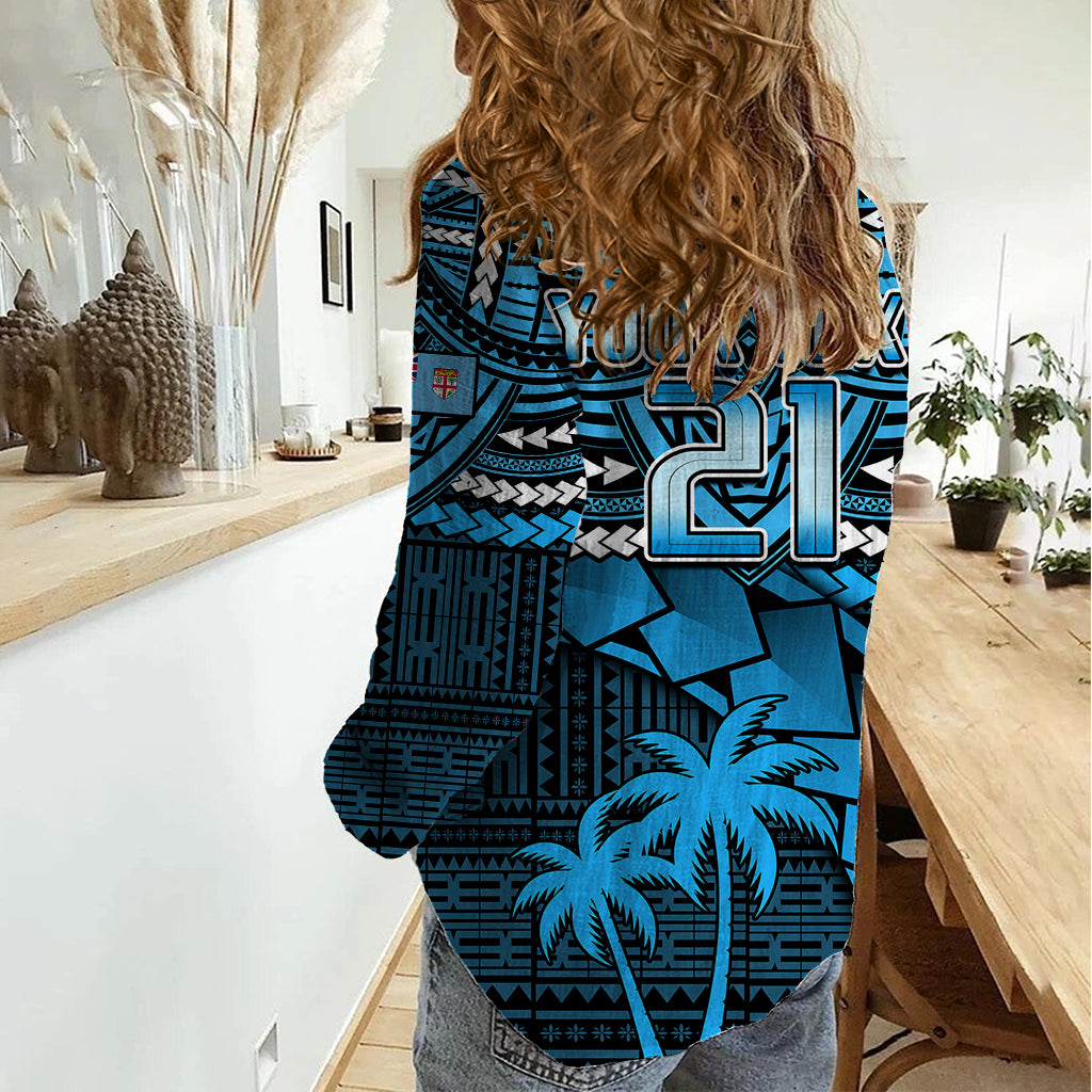 Custom Fiji Rugby Women Casual Shirt Go Fijian Tapa Arty with World Cup Vibe LT9 - Polynesian Pride