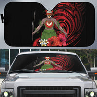 Huli Wigmen Tribe Hela Province Auto Sun Shade Papua New Guinea Indigenous Pattern LT9 Black - Polynesian Pride
