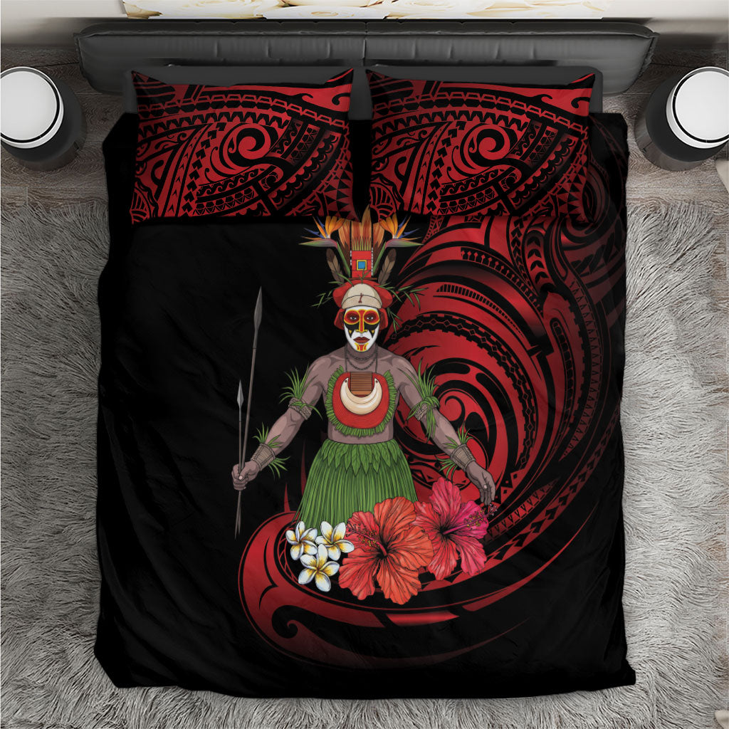Huli Wigmen Tribe Hela Province Bedding Set Papua New Guinea Indigenous Pattern LT9 Black - Polynesian Pride
