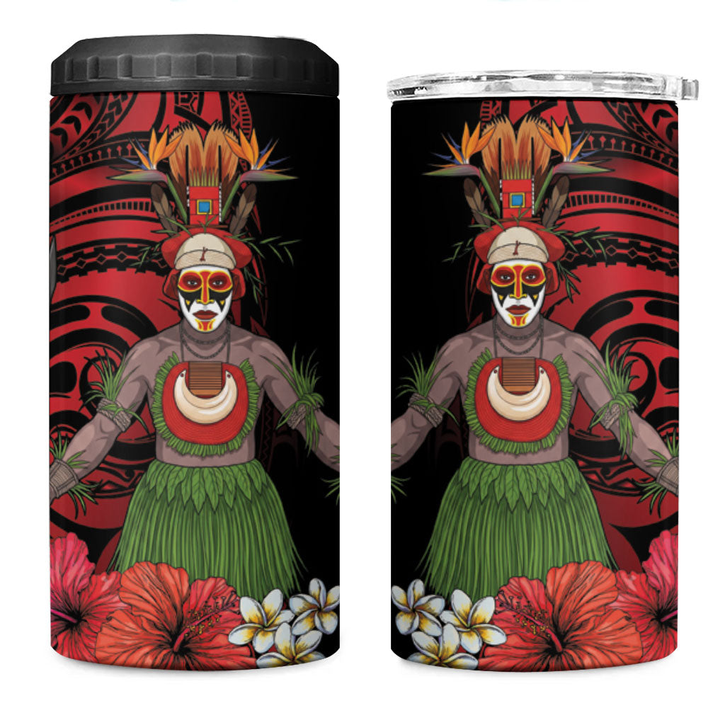 Huli Wigmen Tribe Hela Province 4 in 1 Can Cooler Tumbler Papua New Guinea Indigenous Pattern LT9 One Size: 16 oz Black - Polynesian Pride