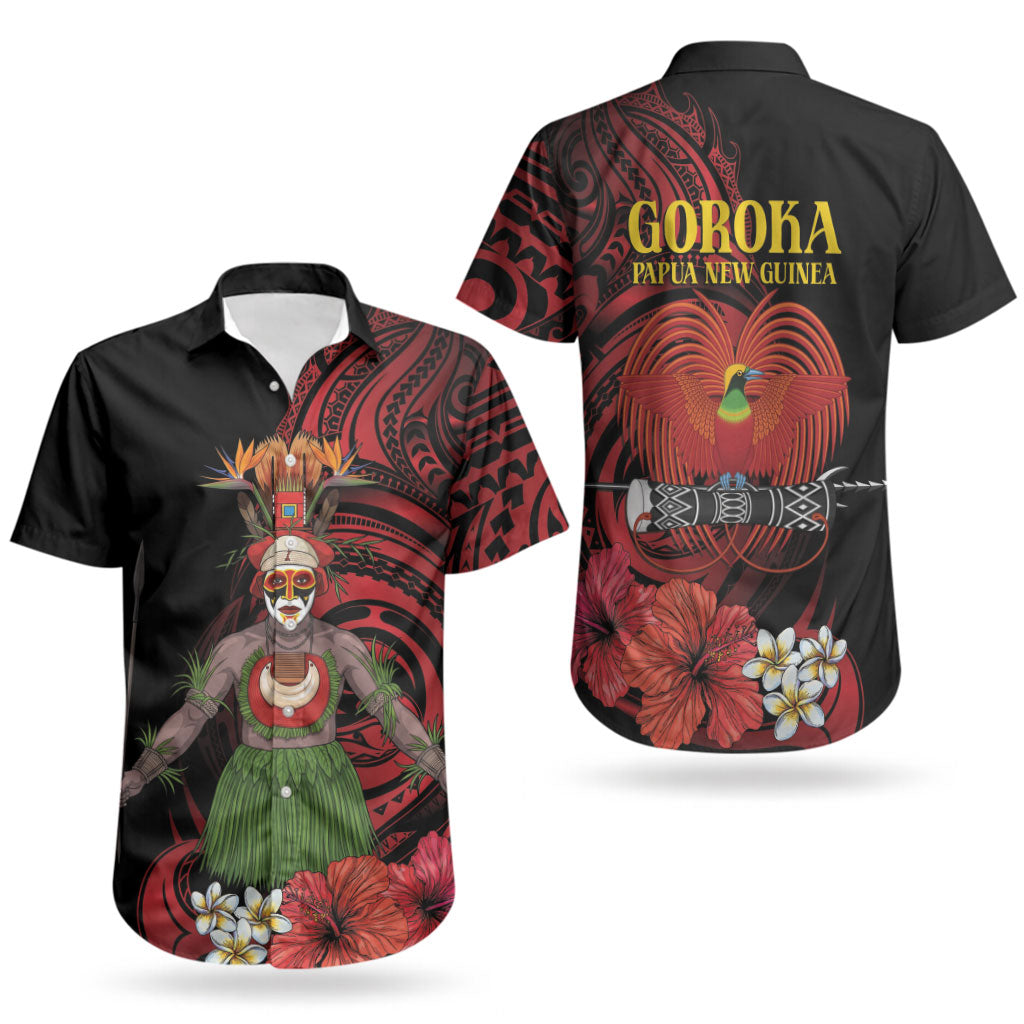 Huli Wigmen Tribe Hela Province Couples Matching Off Shoulder Short Dress and Hawaiian Shirt Papua New Guinea Indigenous Pattern LT9 - Polynesian Pride