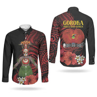 Huli Wigmen Tribe Hela Province Couples Matching Tank Maxi Dress and Long Sleeve Button Shirt Papua New Guinea Indigenous Pattern LT9 - Polynesian Pride
