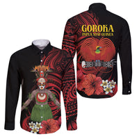 Huli Wigmen Tribe Hela Province Family Matching Long Sleeve Bodycon Dress and Hawaiian Shirt Papua New Guinea Indigenous Pattern LT9 Dad's Shirt - Long Sleeve Black - Polynesian Pride