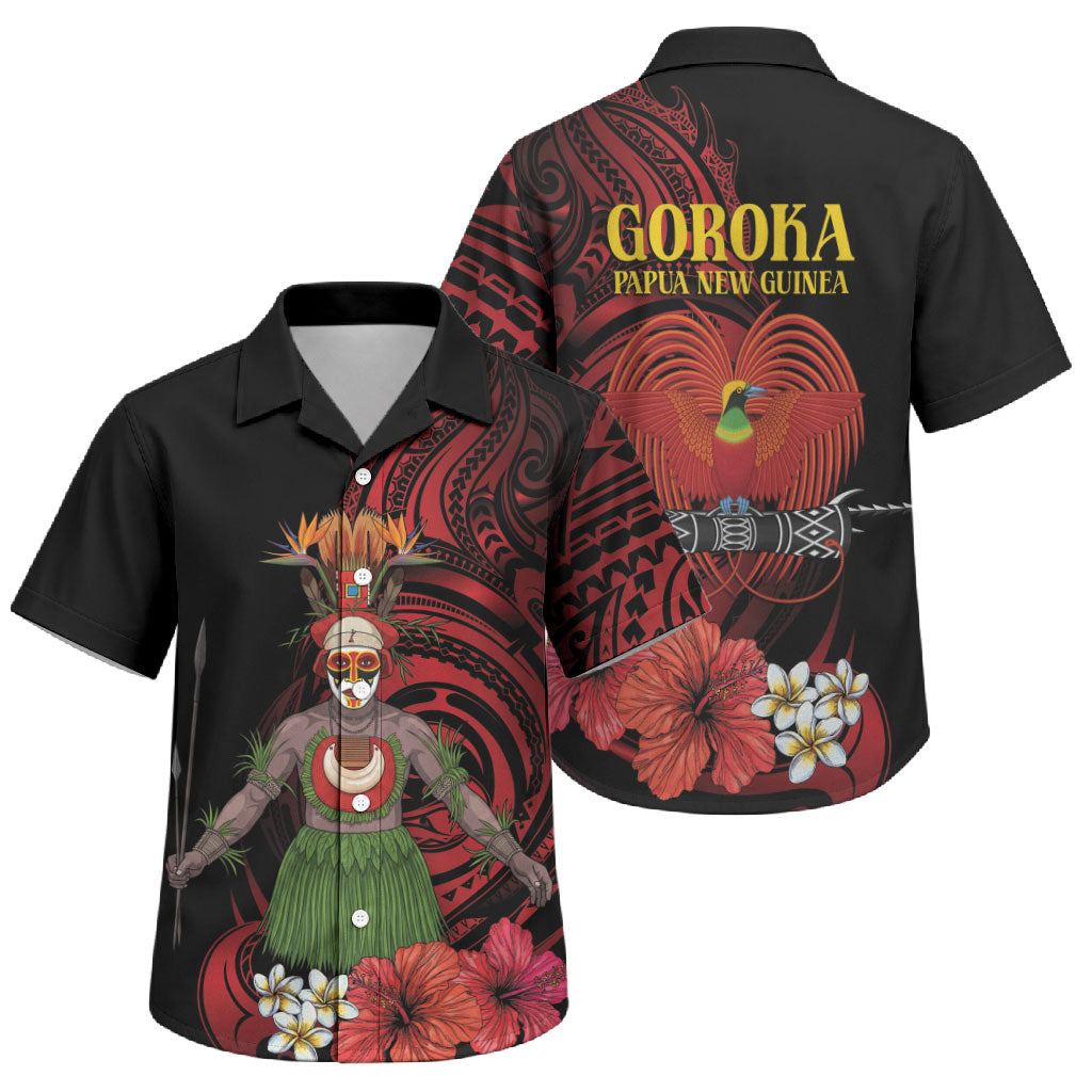 Huli Wigmen Tribe Hela Province Family Matching Off Shoulder Maxi Dress and Hawaiian Shirt Papua New Guinea Indigenous Pattern LT9 Son's Shirt Black - Polynesian Pride