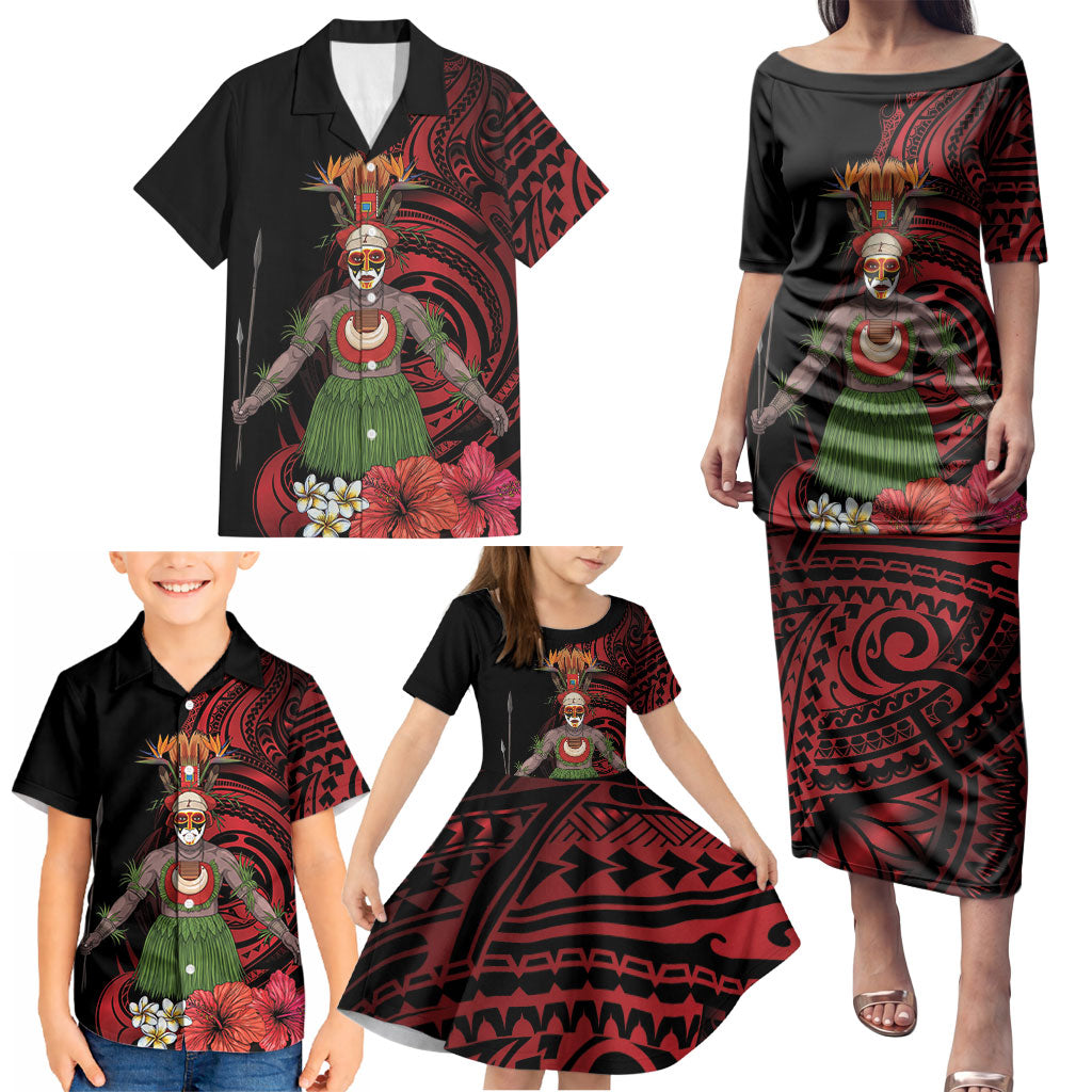 Huli Wigmen Tribe Hela Province Family Matching Puletasi and Hawaiian Shirt Papua New Guinea Indigenous Pattern LT9 - Polynesian Pride
