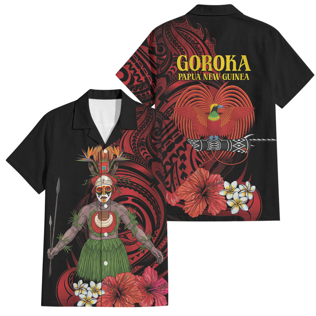 Huli Wigmen Tribe Hela Province Family Matching Puletasi and Hawaiian Shirt Papua New Guinea Indigenous Pattern LT9 Dad's Shirt - Short Sleeve Black - Polynesian Pride