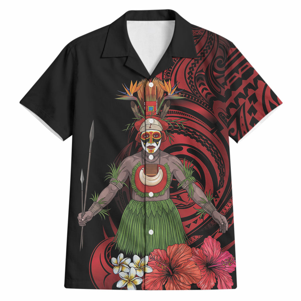 Huli Wigmen Tribe Hela Province Hawaiian Shirt Papua New Guinea Indigenous Pattern LT9 Black - Polynesian Pride