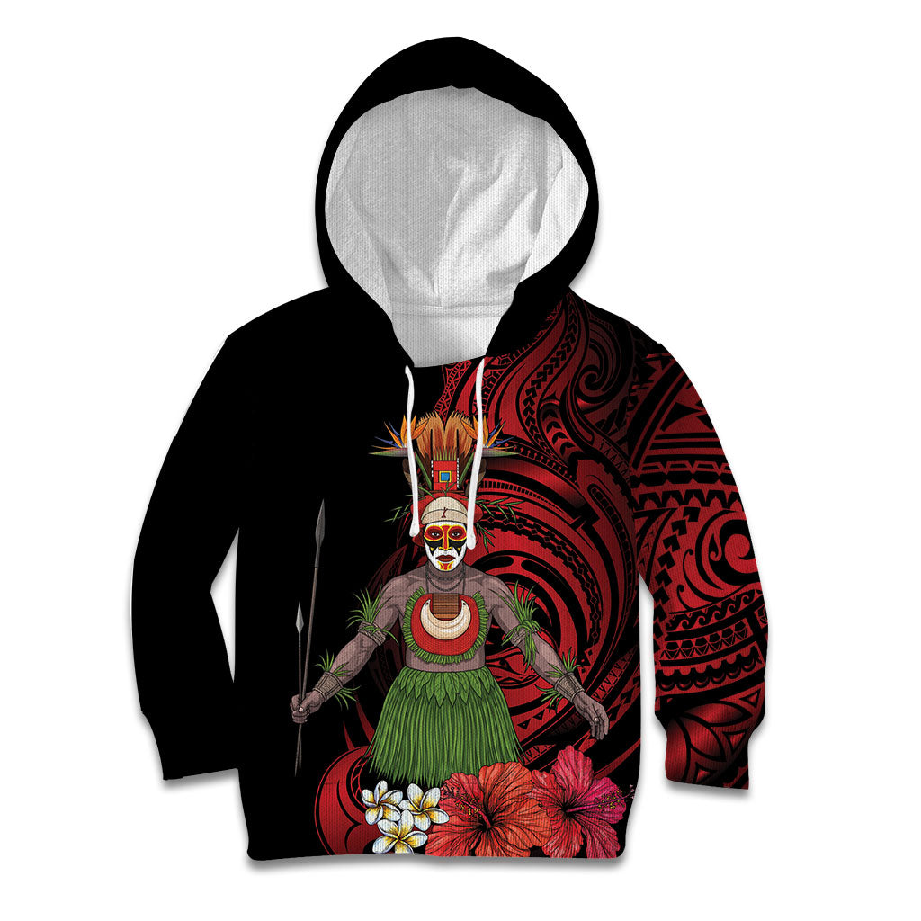 Huli Wigmen Tribe Hela Province Kid Hoodie Papua New Guinea Indigenous Pattern LT9 Hoodie Black - Polynesian Pride