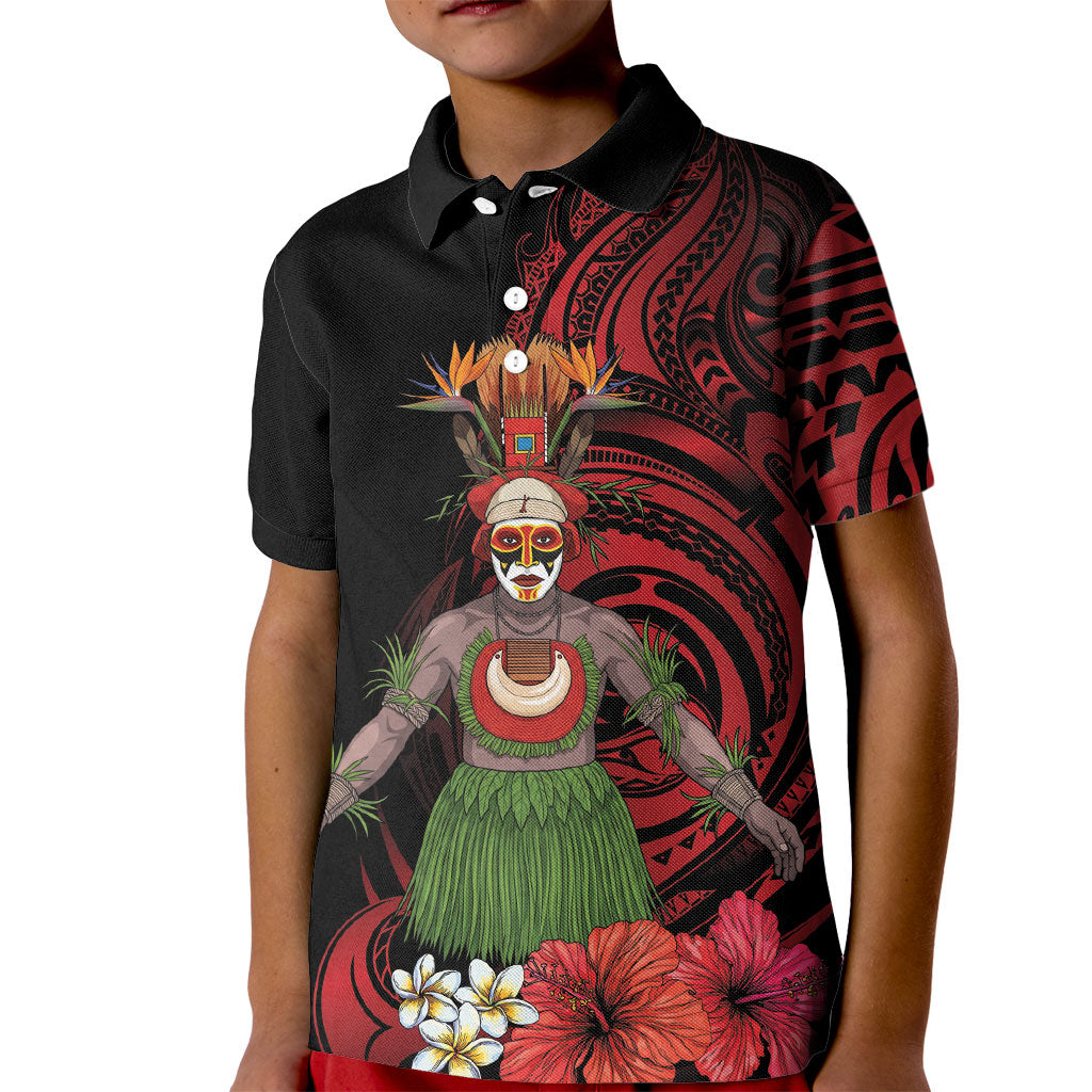 Huli Wigmen Tribe Hela Province Kid Polo Shirt Papua New Guinea Indigenous Pattern LT9 Kid Black - Polynesian Pride