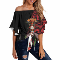 Huli Wigmen Tribe Hela Province Off Shoulder Wrap Waist Top Papua New Guinea Indigenous Pattern LT9 - Polynesian Pride
