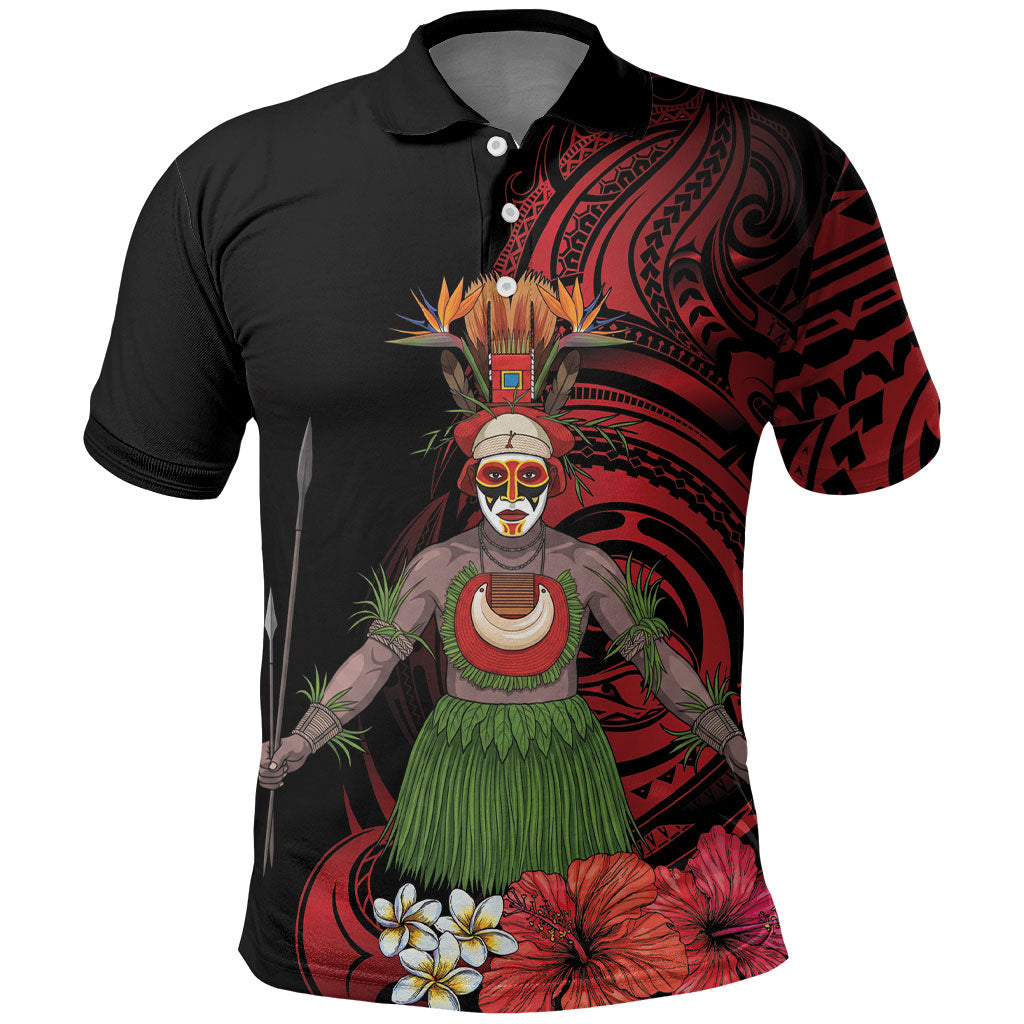 Huli Wigmen Tribe Hela Province Polo Shirt Papua New Guinea Indigenous Pattern LT9 Black - Polynesian Pride