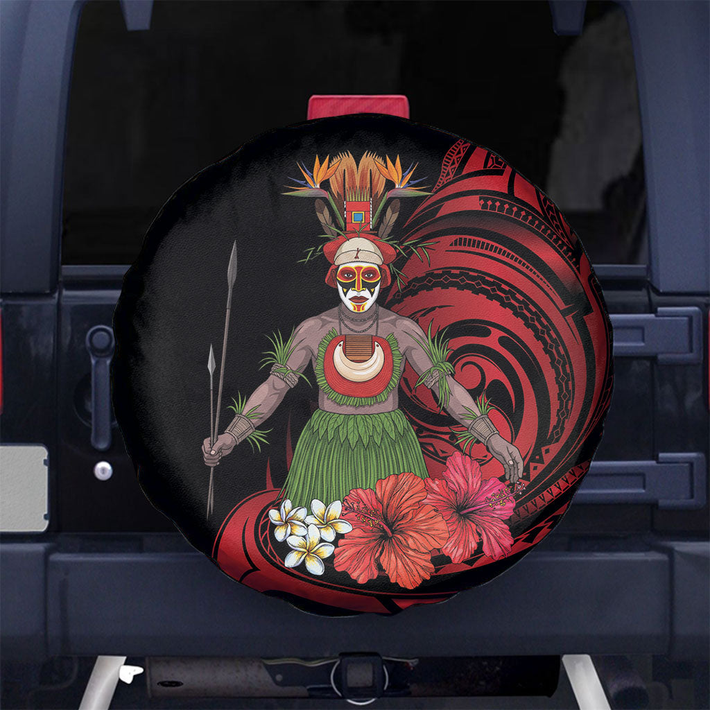 Huli Wigmen Tribe Hela Province Spare Tire Cover Papua New Guinea Indigenous Pattern LT9 No hole Black - Polynesian Pride