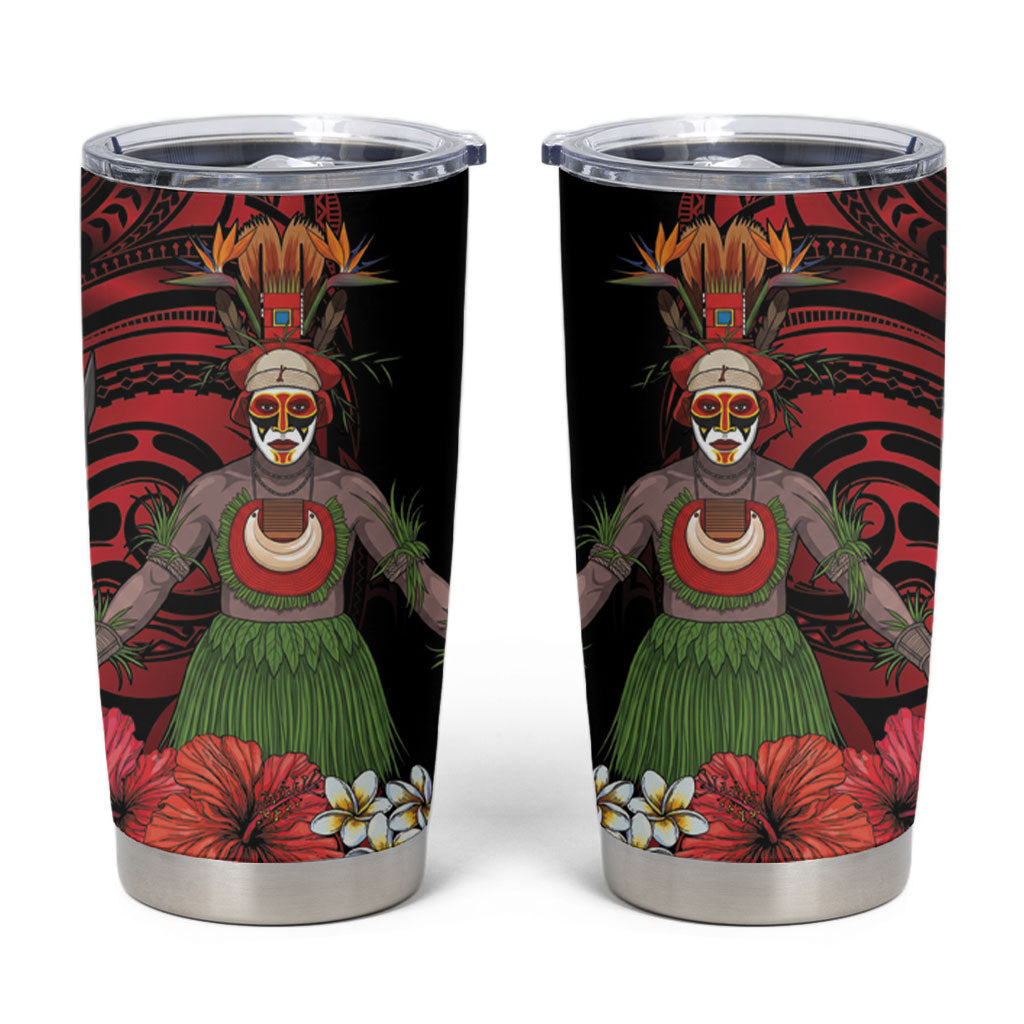 Huli Wigmen Tribe Hela Province Tumbler Cup Papua New Guinea Indigenous Pattern LT9 Black - Polynesian Pride
