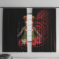 Huli Wigmen Tribe Hela Province Window Curtain Papua New Guinea Indigenous Pattern LT9 With Hooks Black - Polynesian Pride