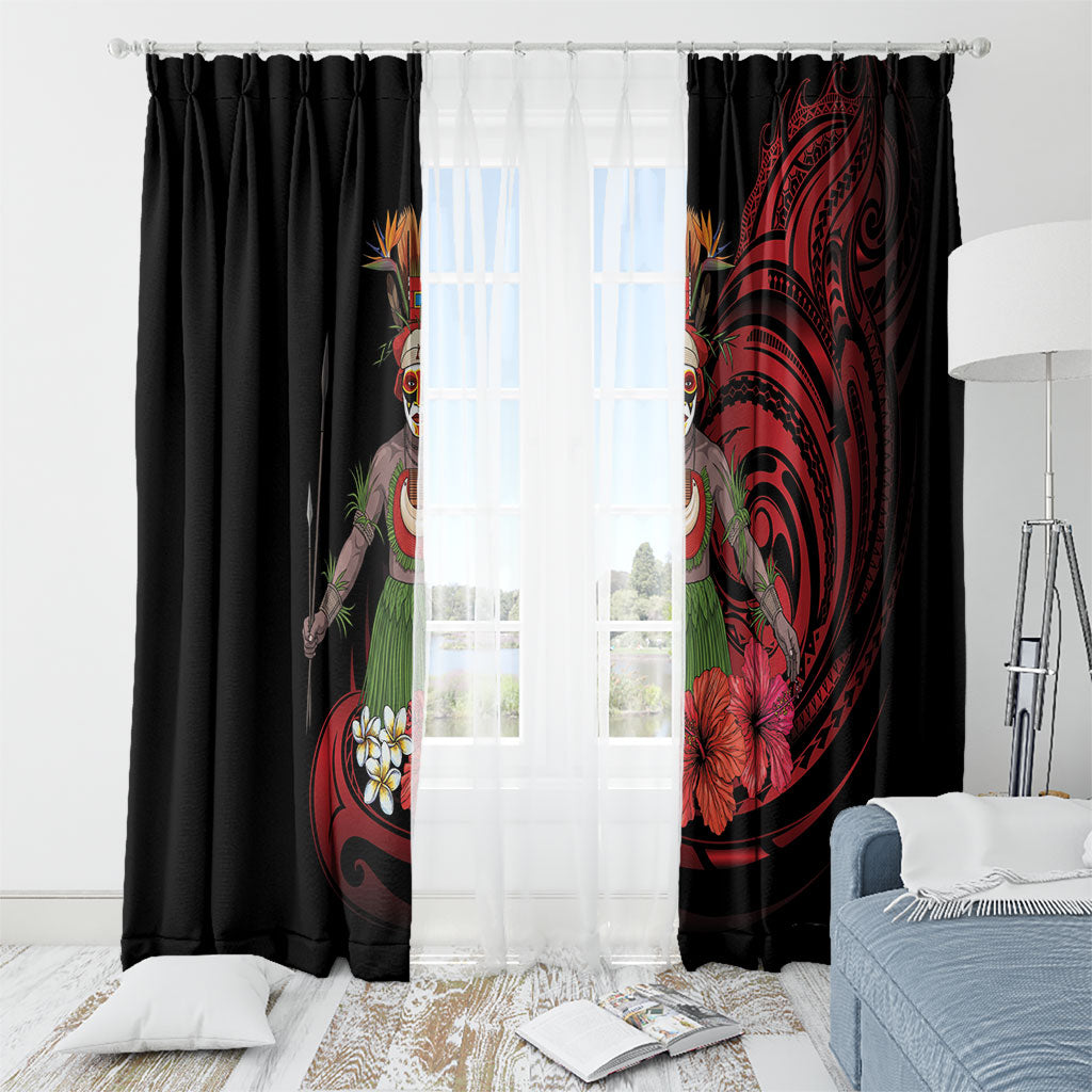 Huli Wigmen Tribe Hela Province Window Curtain Papua New Guinea Indigenous Pattern LT9 - Polynesian Pride