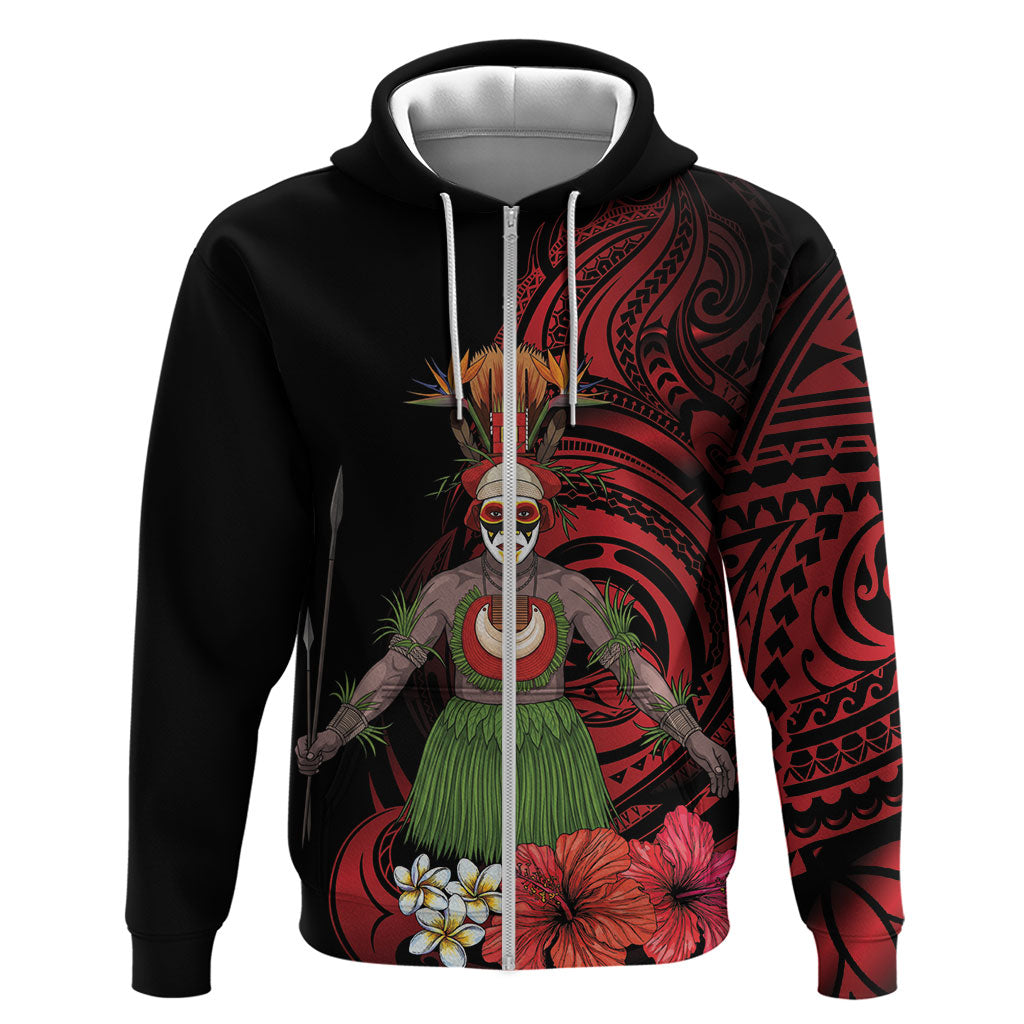 Huli Wigmen Tribe Hela Province Zip Hoodie Papua New Guinea Indigenous Pattern LT9 Zip Hoodie Black - Polynesian Pride