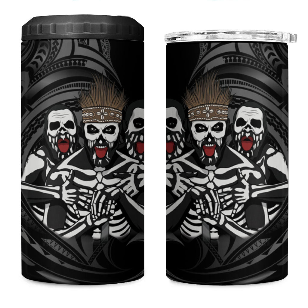 Skeleton Tribe Simbu Province 4 in 1 Can Cooler Tumbler Papua New Guinea Indigenous Pattern LT9 One Size: 16 oz Black - Polynesian Pride