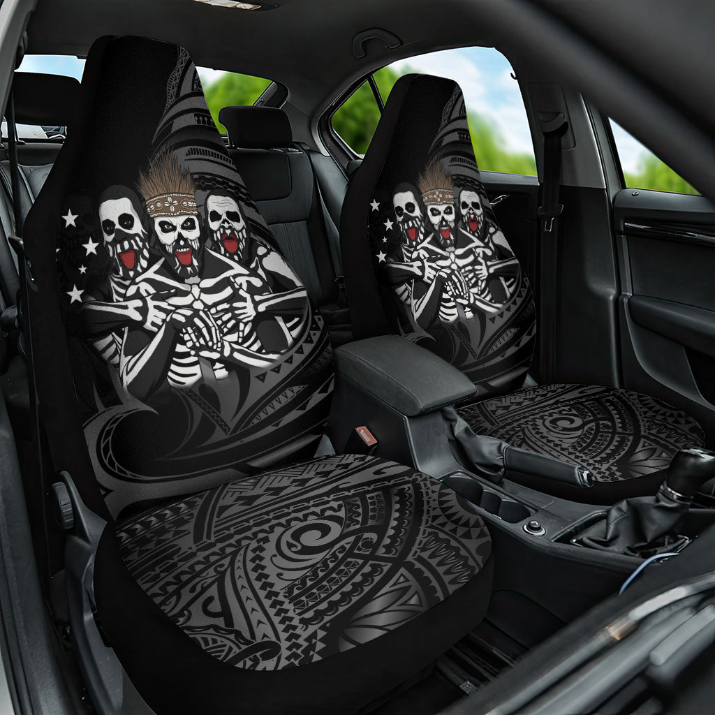 Skeleton Tribe Simbu Province Car Seat Cover Papua New Guinea Indigenous Pattern LT9 One Size Black - Polynesian Pride