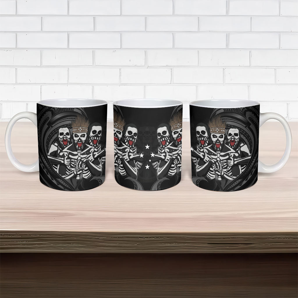 Skeleton Tribe Simbu Province Ceramic Mug Papua New Guinea Indigenous Pattern LT9 - Polynesian Pride