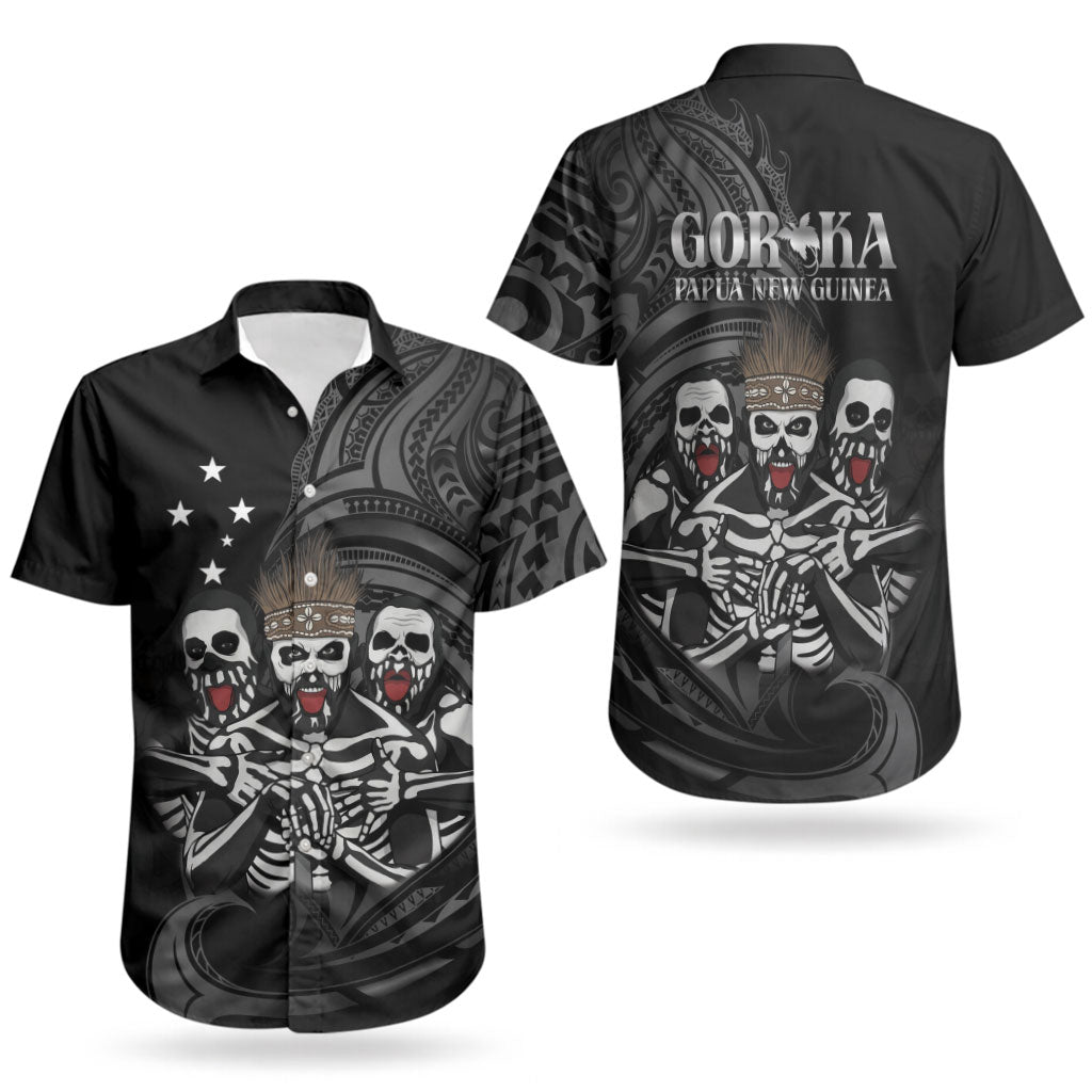 Skeleton Tribe Simbu Province Couples Matching Long Sleeve Bodycon Dress and Hawaiian Shirt Papua New Guinea Indigenous Pattern LT9 - Polynesian Pride