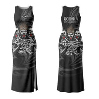 Skeleton Tribe Simbu Province Couples Matching Tank Maxi Dress and Long Sleeve Button Shirt Papua New Guinea Indigenous Pattern LT9 - Polynesian Pride