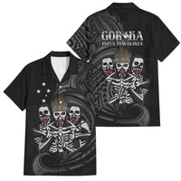 Skeleton Tribe Simbu Province Family Matching Off Shoulder Short Dress and Hawaiian Shirt Papua New Guinea Indigenous Pattern LT9 Dad's Shirt - Short Sleeve Black - Polynesian Pride