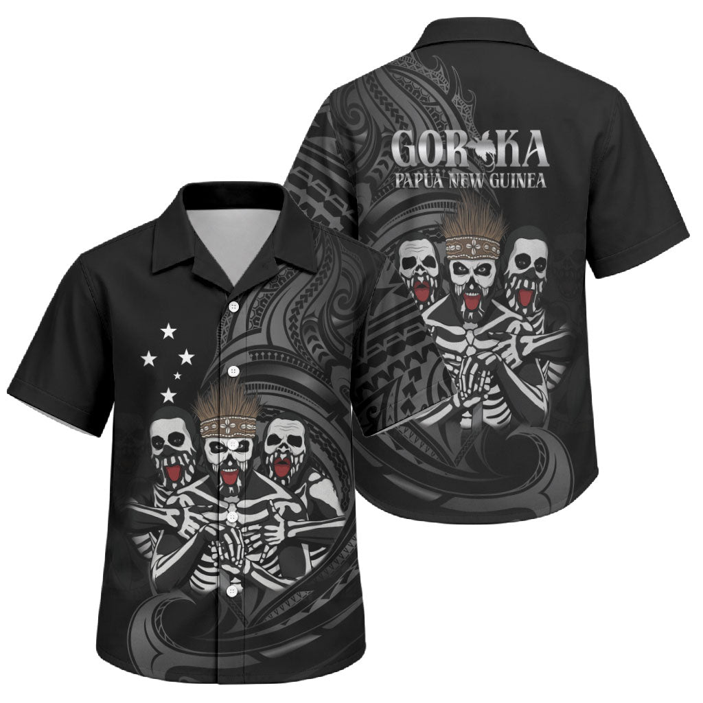 Skeleton Tribe Simbu Province Family Matching Summer Maxi Dress and Hawaiian Shirt Papua New Guinea Indigenous Pattern LT9 Son's Shirt Black - Polynesian Pride