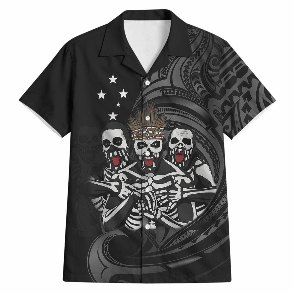 Skeleton Tribe Simbu Province Hawaiian Shirt Papua New Guinea Indigenous Pattern LT9 Black - Polynesian Pride