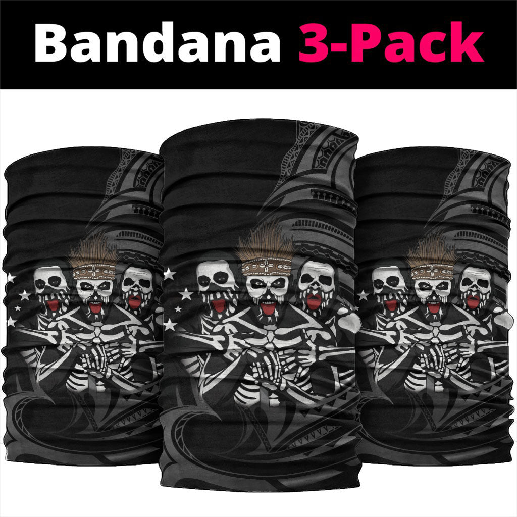 Skeleton Tribe Simbu Province Neck Gaiter Papua New Guinea Indigenous Pattern LT9 package One Size: 25*50cm Black - Polynesian Pride