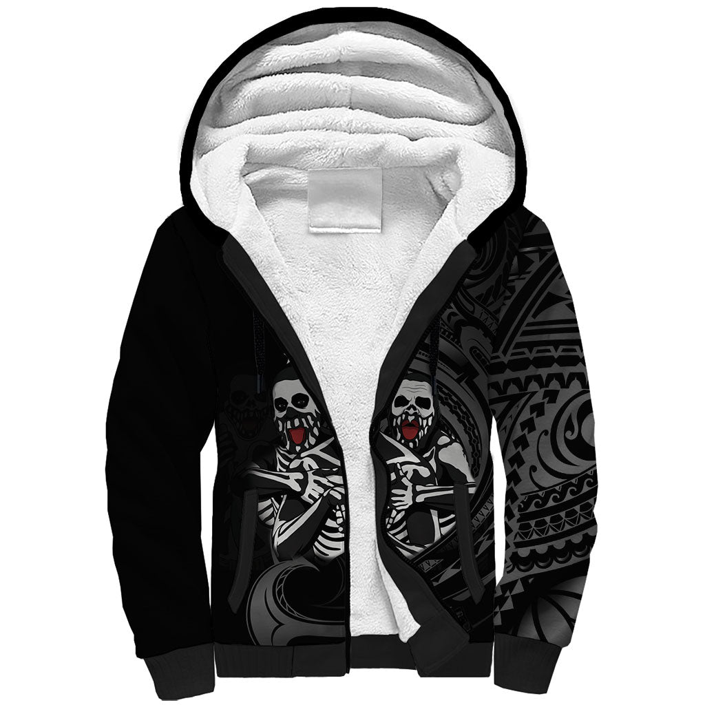 Skeleton Tribe Simbu Province Sherpa Hoodie Papua New Guinea Indigenous Pattern LT9 Unisex Black - Polynesian Pride