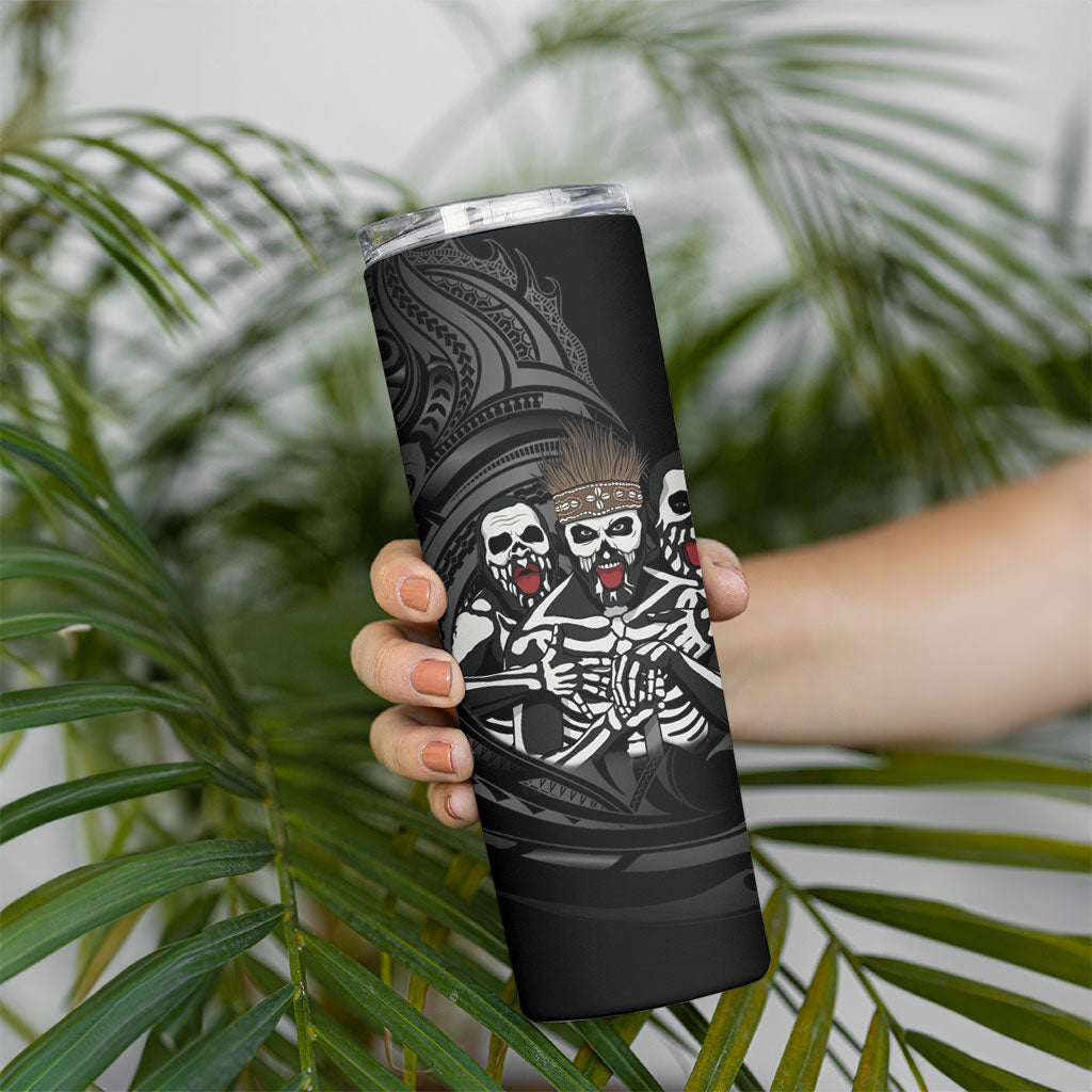 Skeleton Tribe Simbu Province Skinny Tumbler Papua New Guinea Indigenous Pattern LT9 - Polynesian Pride