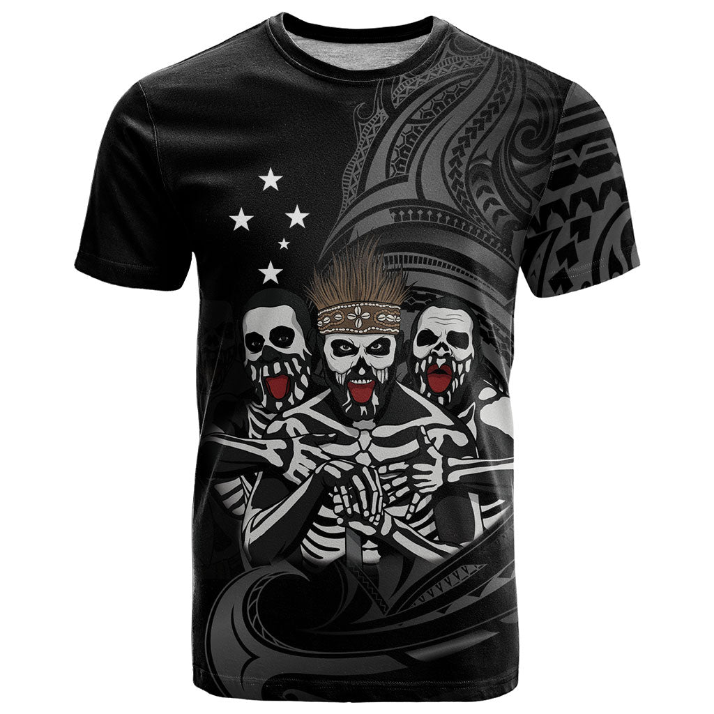 Skeleton Tribe Simbu Province T Shirt Papua New Guinea Indigenous Pattern LT9 Black - Polynesian Pride
