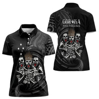 Skeleton Tribe Simbu Province Women Polo Shirt Papua New Guinea Indigenous Pattern LT9 - Polynesian Pride