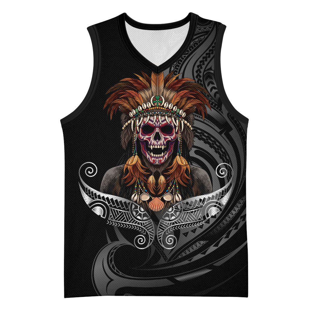 Mokomoko Tribe Eastern Highlands Province Basketball Jersey Papua New Guinea Indigenous Pattern LT9 Unisex Black - Polynesian Pride