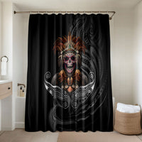 Mokomoko Tribe Eastern Highlands Province Bathroom Set Papua New Guinea Indigenous Pattern LT9 Shower Curtain Only Black - Polynesian Pride
