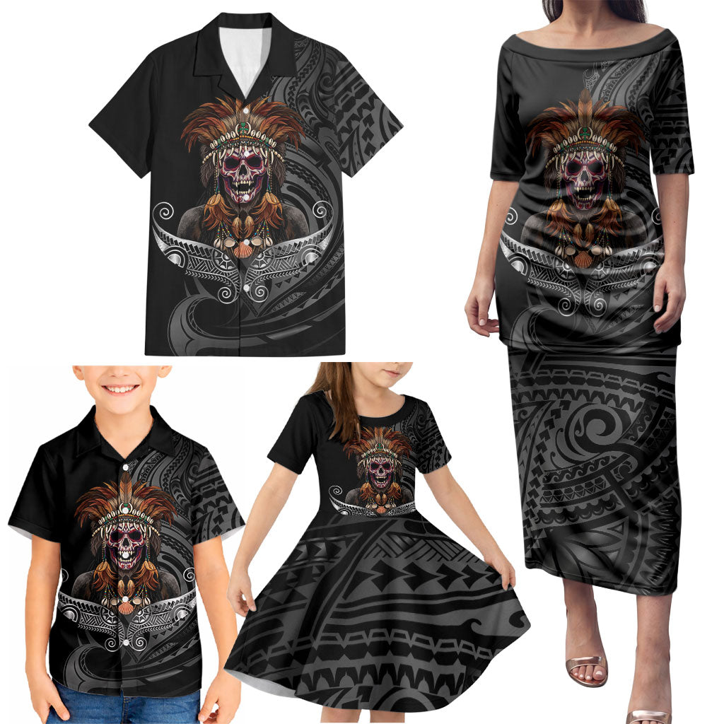 Mokomoko Tribe Eastern Highlands Province Family Matching Puletasi and Hawaiian Shirt Papua New Guinea Indigenous Pattern LT9 - Polynesian Pride