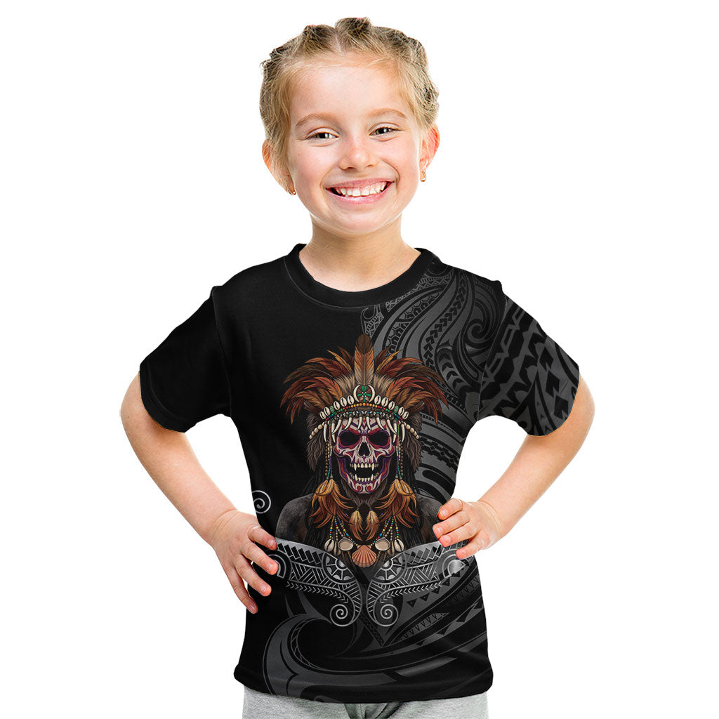 Mokomoko Tribe Eastern Highlands Province Kid T Shirt Papua New Guinea Indigenous Pattern LT9 Black - Polynesian Pride