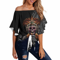 Mokomoko Tribe Eastern Highlands Province Off Shoulder Wrap Waist Top Papua New Guinea Indigenous Pattern LT9 - Polynesian Pride