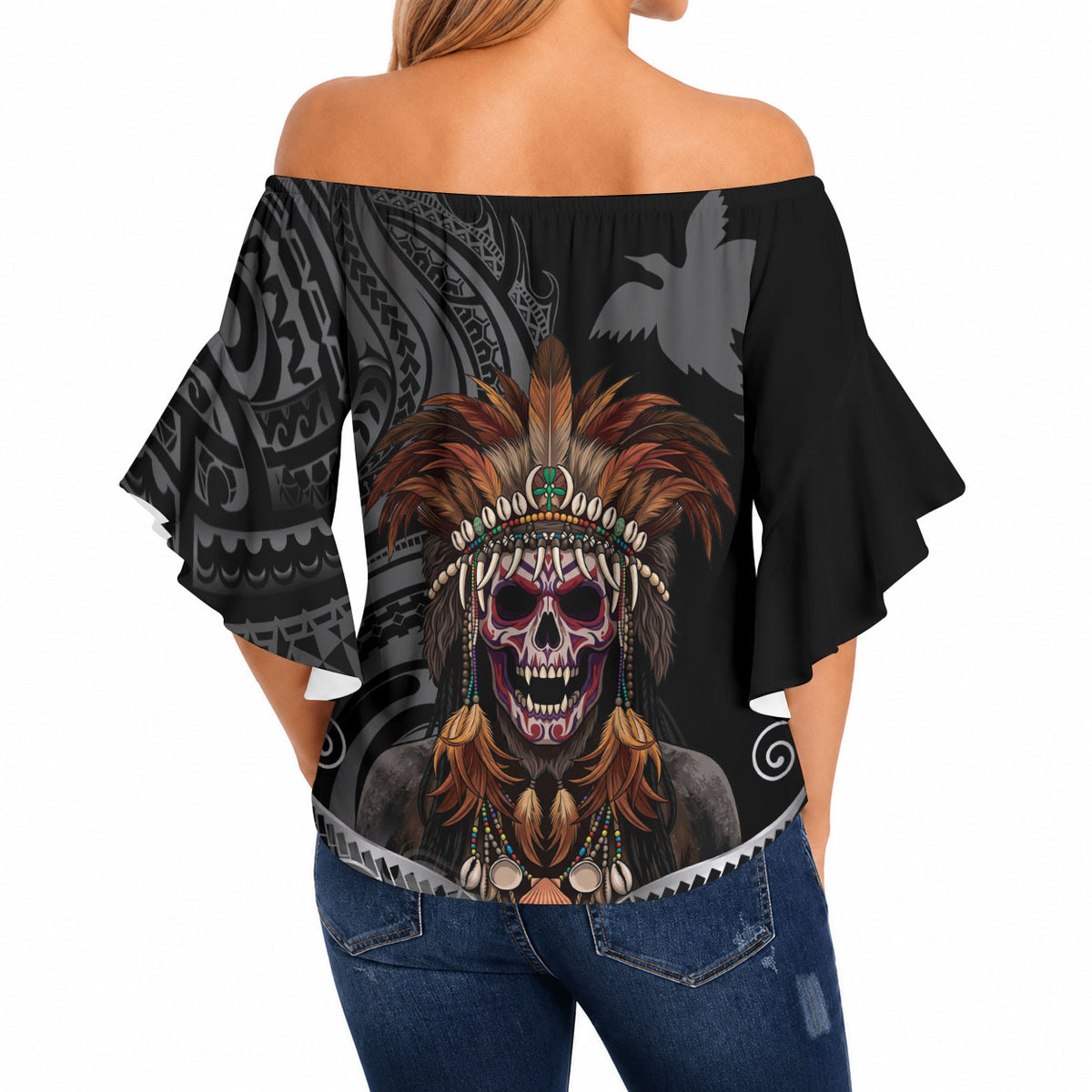 Mokomoko Tribe Eastern Highlands Province Off Shoulder Wrap Waist Top Papua New Guinea Indigenous Pattern LT9 - Polynesian Pride