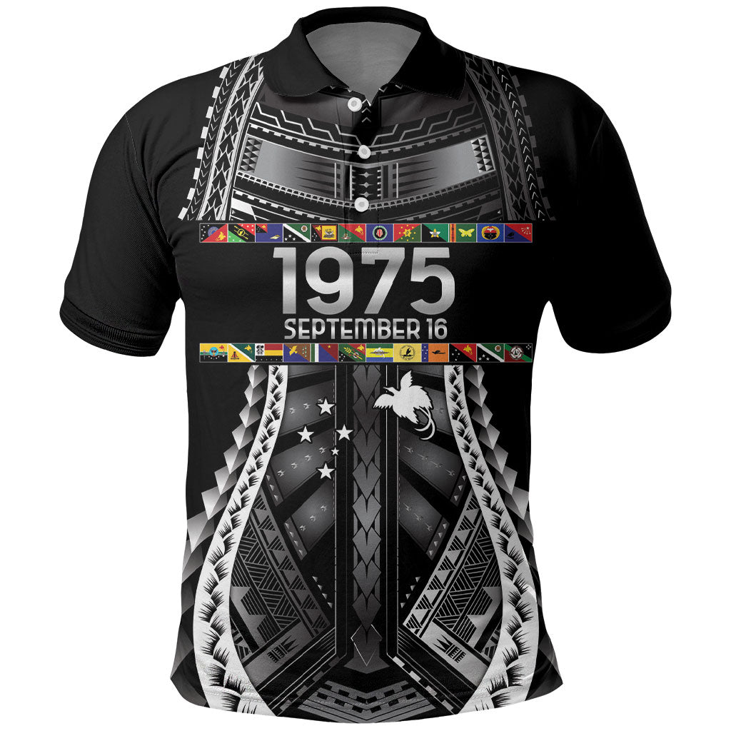 Independen Stet bilong Papua Niugini 1975 Polo Shirt Black Tribal Papua New Guinea Province Flag LT9 Black - Polynesian Pride