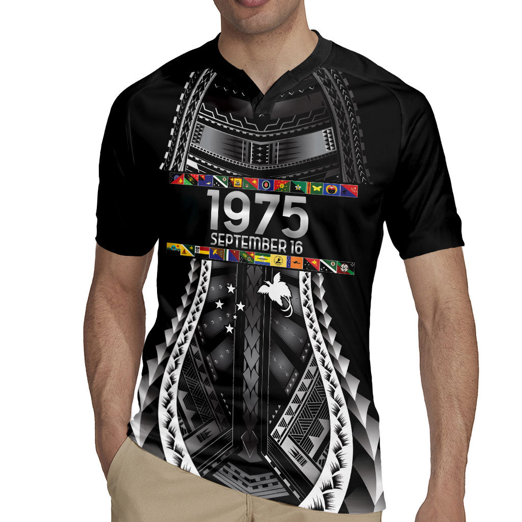 Independen Stet bilong Papua Niugini 1975 Rugby Jersey Black Tribal Papua New Guinea Province Flag LT9 - Polynesian Pride
