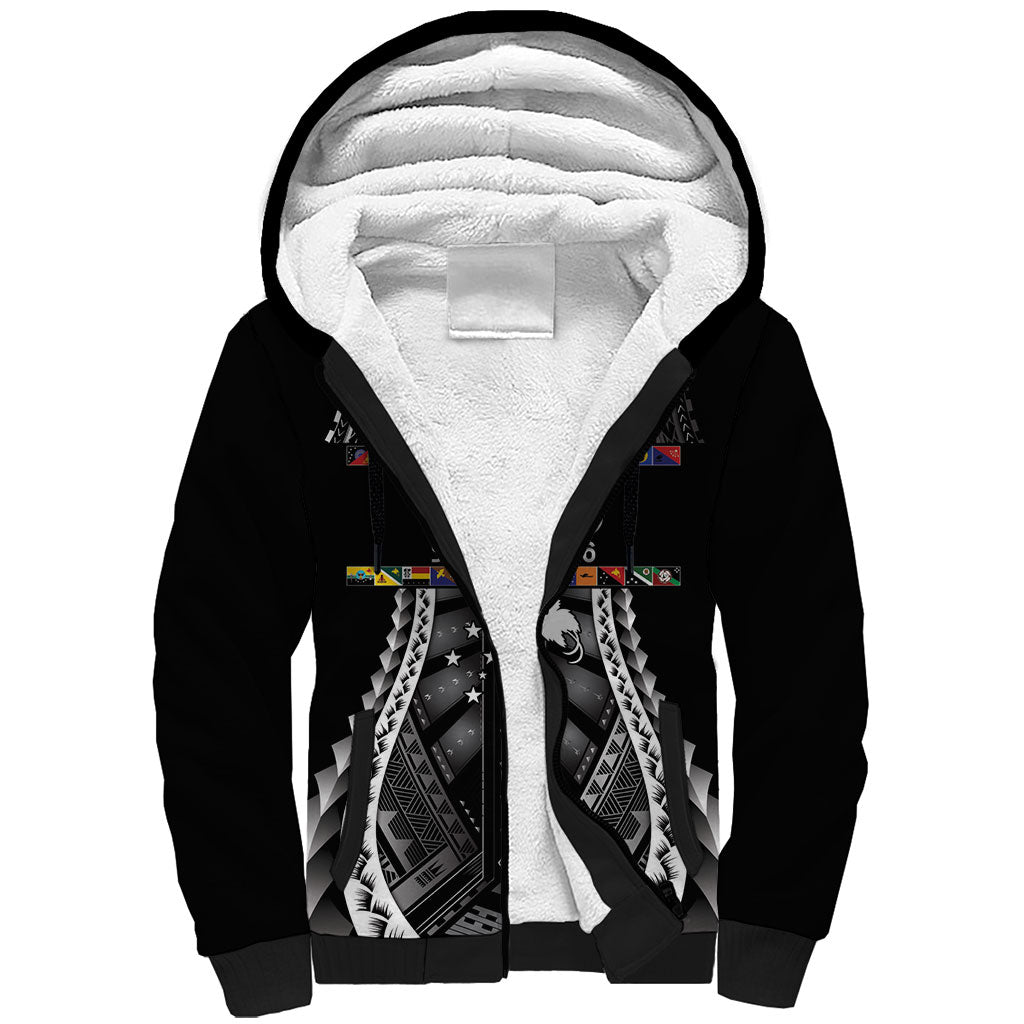 Independen Stet bilong Papua Niugini 1975 Sherpa Hoodie Black Tribal Papua New Guinea Province Flag LT9 Unisex Black - Polynesian Pride