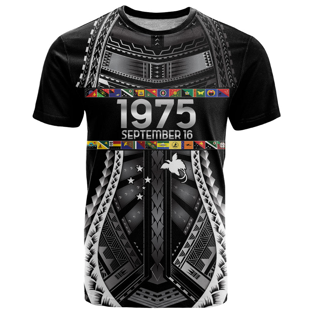 Independen Stet bilong Papua Niugini 1975 T Shirt Black Tribal Papua New Guinea Province Flag LT9 Black - Polynesian Pride