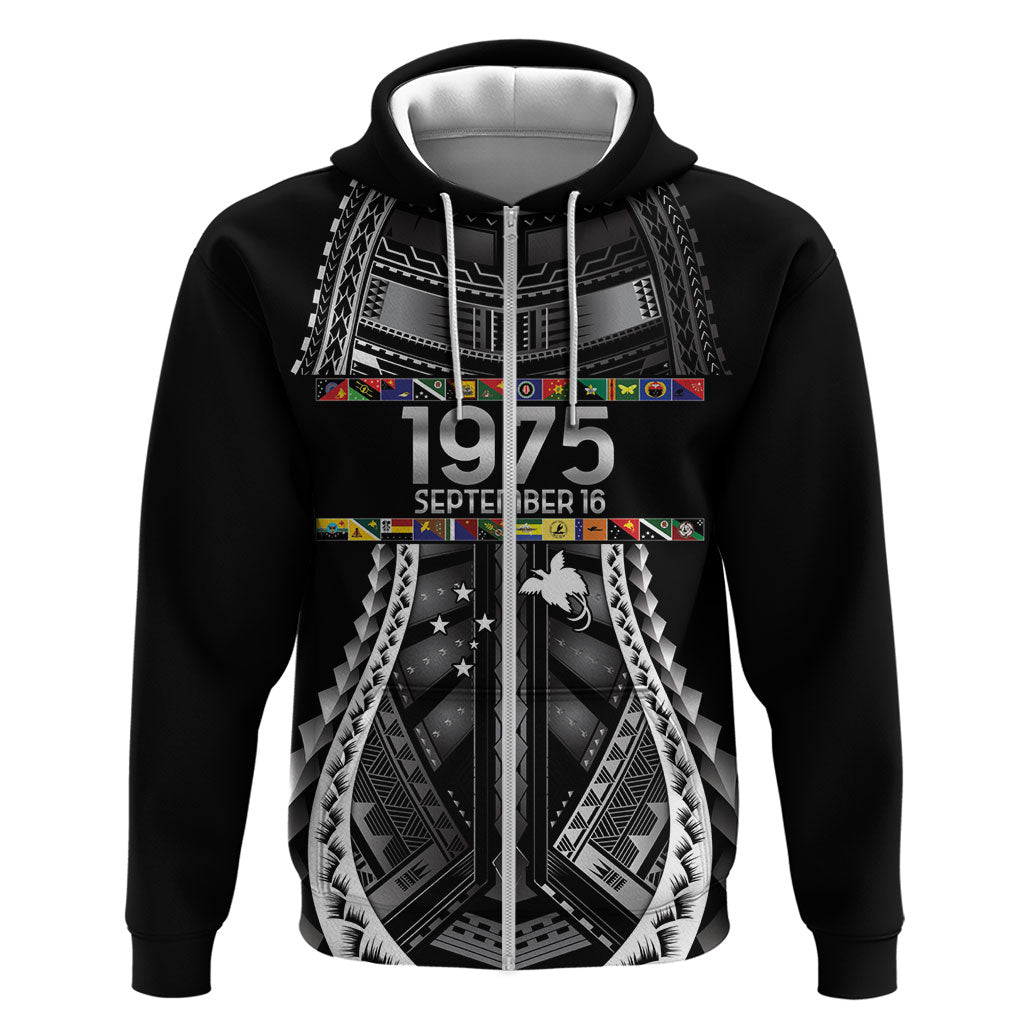 Independen Stet bilong Papua Niugini 1975 Zip Hoodie Black Tribal Papua New Guinea Province Flag LT9 Zip Hoodie Black - Polynesian Pride