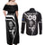 Custom New Zealand Aotearoa Rugby Couples Matching Off Shoulder Maxi Dress and Long Sleeve Button Shirts Black Fern Maori Tribal Sporty Style LT9 - Polynesian Pride