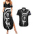 Custom New Zealand Aotearoa Rugby Couples Matching Summer Maxi Dress and Hawaiian Shirt Black Fern Maori Tribal Sporty Style LT9 Black - Polynesian Pride