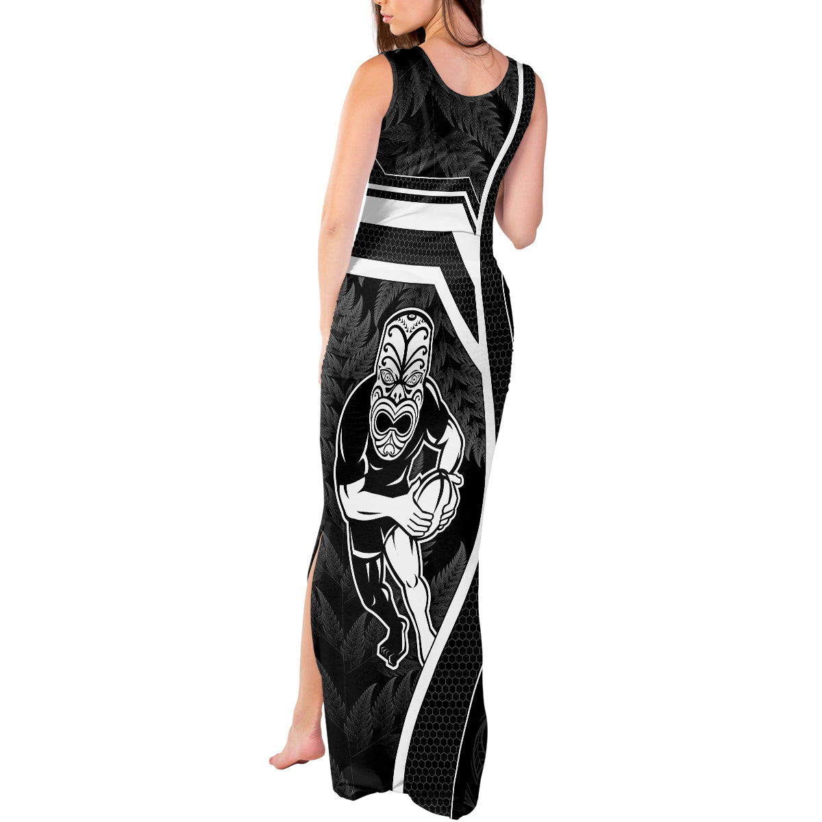 Custom New Zealand Aotearoa Rugby Tank Maxi Dress Black Fern Maori Tribal Sporty Style LT9 - Polynesian Pride