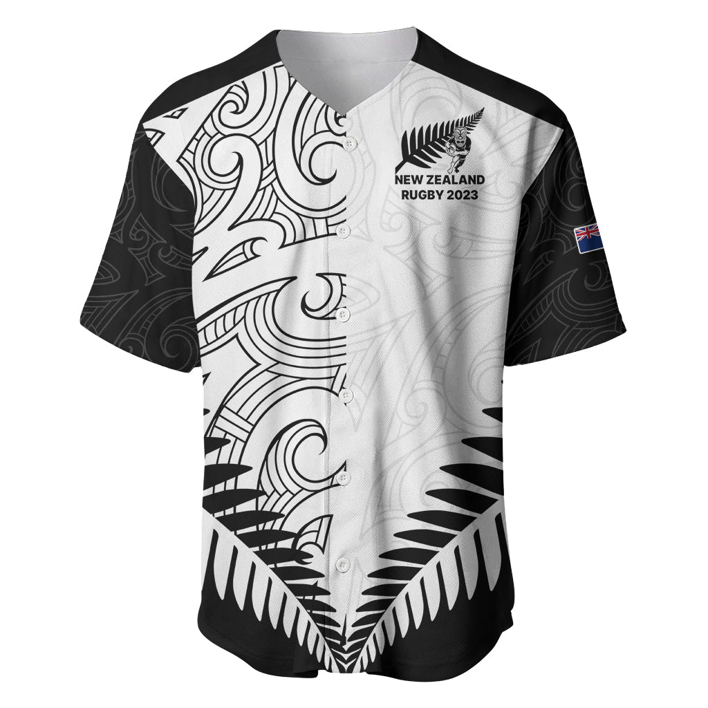 New Zealand Rugby Baseball Jersey Proud Aoteroa Stylised Maori Koru LT9 Black - Polynesian Pride