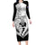 New Zealand Rugby Long Sleeve Bodycon Dress Proud Aoteroa Stylised Maori Koru LT9 Long Dress Black - Polynesian Pride